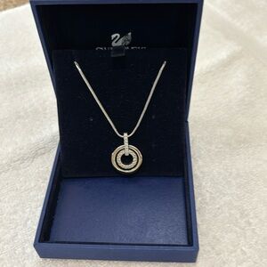 Swarovski "Hollow" Pave Crystal Double Circle Pendant Necklace in Gold, No.89119